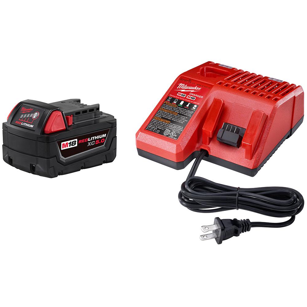 Open Box -  Milwaukee 48-59-1850 M18 18-Volt Lithium-Ion XC Starter Kit Battery and Charger MilwaukeeBullseye Deals