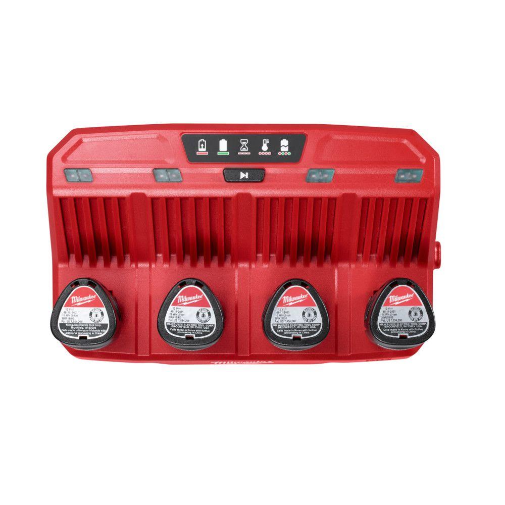 Open Box -  Milwaukee M12 12-Volt Lithium-Ion 4-Port Sequential Battery Charger MilwaukeeBullseye Deals
