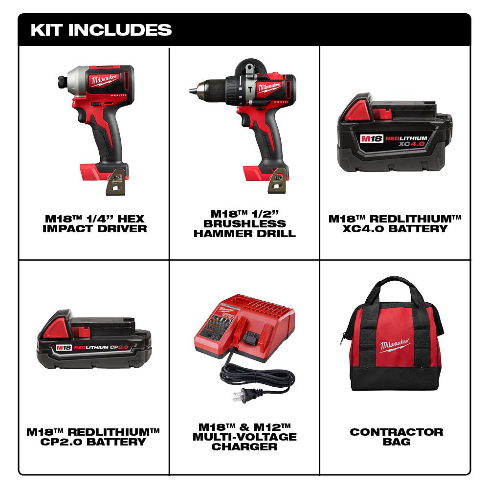 Open Box -  Milwaukee 2893-22CX M18 18-Volt 2-Tool 3-Speed Drill and Impact Driver Combo Kit MilwaukeeBullseye Deals