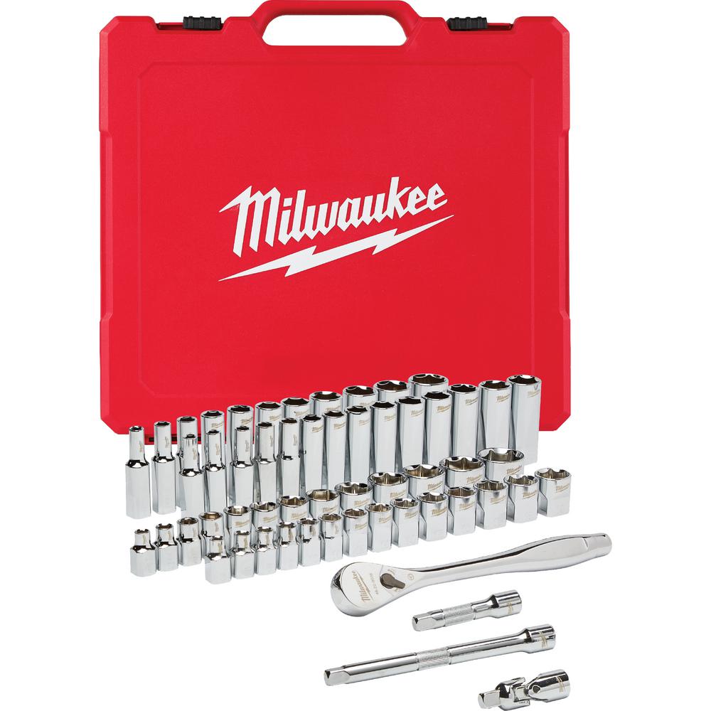 Milwaukee Electric Tools MLW48-22-9008 0.37 in. Ratchet & Socket Set - 56 Piece