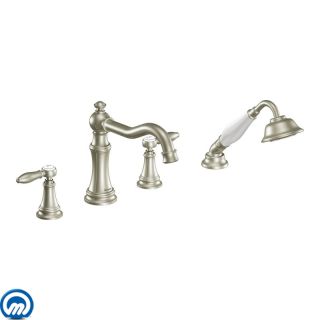 Open Box - Moen TS21104BN Deck Mounted Roman Tub Faucet Trim with Personal Hand Shower and Built-In Diverter from the Weymouth Collection (Less Valve)