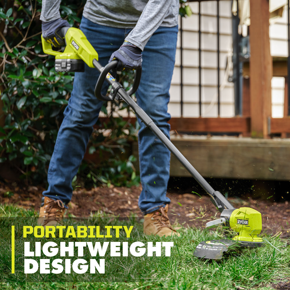 Open Box -  RYOBI ONE+ 18V Cordless Battery String Trimmer/Edger and Jet Fan Blower Combo Kit (2-Tools) with 4.0 Ah Battery and Charger