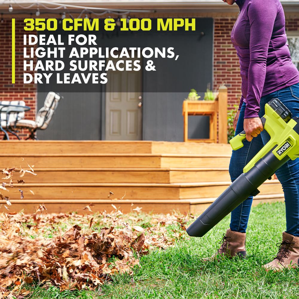 Open Box -  RYOBI ONE+ 18V Cordless Battery String Trimmer/Edger and Jet Fan Blower Combo Kit (2-Tools) with 4.0 Ah Battery and Charger