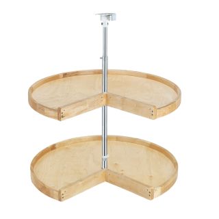 Open Box - Rev-A-Shelf 4WLS942-28P-52 Wood Classic 28" Diameter Pie-Cut Shaped Two Shelf Lazy Susan Set for 32" Cabinet Height