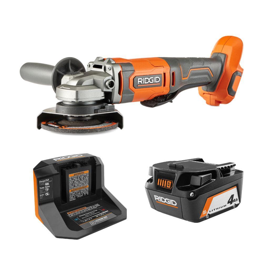 Open Box -  18V Cordless 4-1/2 in. Angle Grinder Kit with 4.0 Ah Battery and Charger