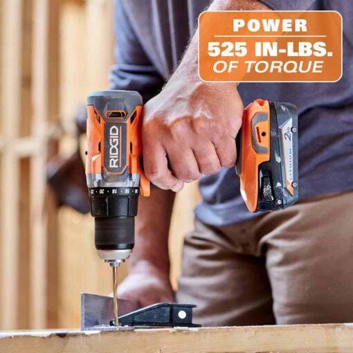 Open Box -  RIDGID 18V Cordless 2-Tool Combo Kit with Drill/Driver, Impact Driver, (2) 2.0 Ah Batteries, and Charger
