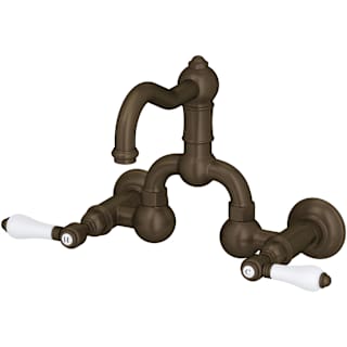 Open Box - Rohl A1418LPTCB-2 Country Bath Wall Mounted Bathroom Faucet with Pop-Up Drain and Porcelain Lever Handles