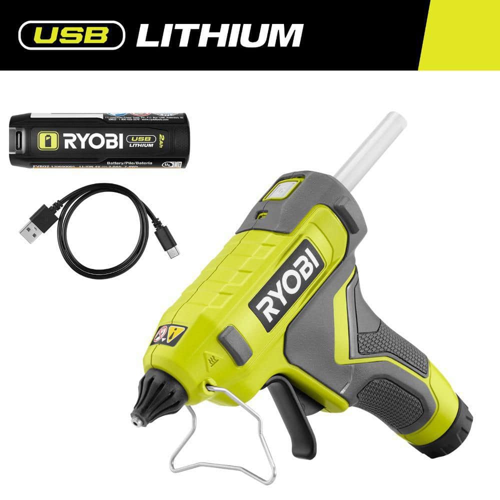 Used - USB Lithium Cordless Glue Gun Kit with 2.0 Ah Battery, Charging Cable, and Glue Sticks (3-Piece)