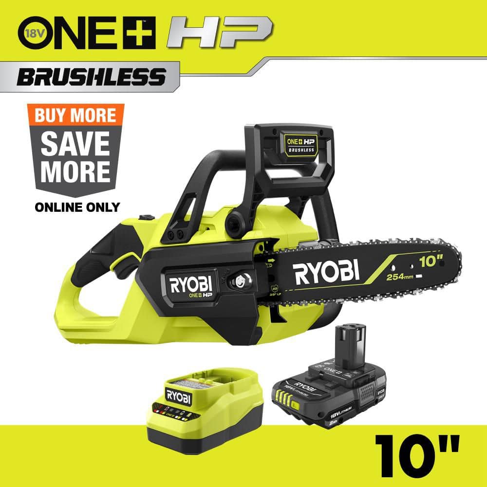 Open Box -  ONE+ HP 18V Brushless 10 in. Cordless Battery Chainsaw with 4.0 Ah Battery and Charger