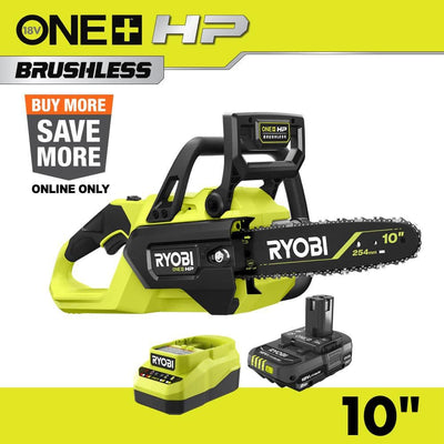 Used - ONE+ HP 18V Brushless 10 in. Cordless Battery Chainsaw with 4.0 Ah Battery and Charger