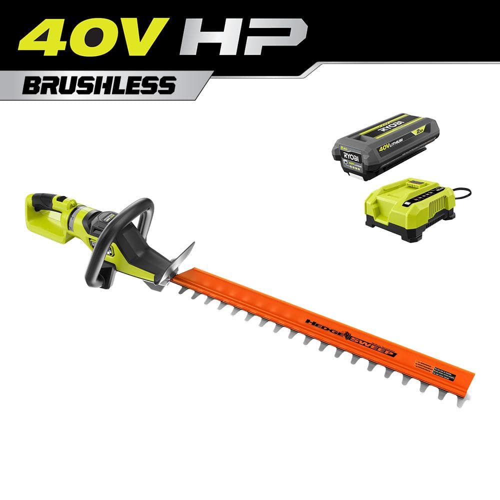 Open Box - Ryobi 40V HP Brushless 26 in. Cordless Battery Hedge Trimmer with 2.0 Ah Battery and Charger