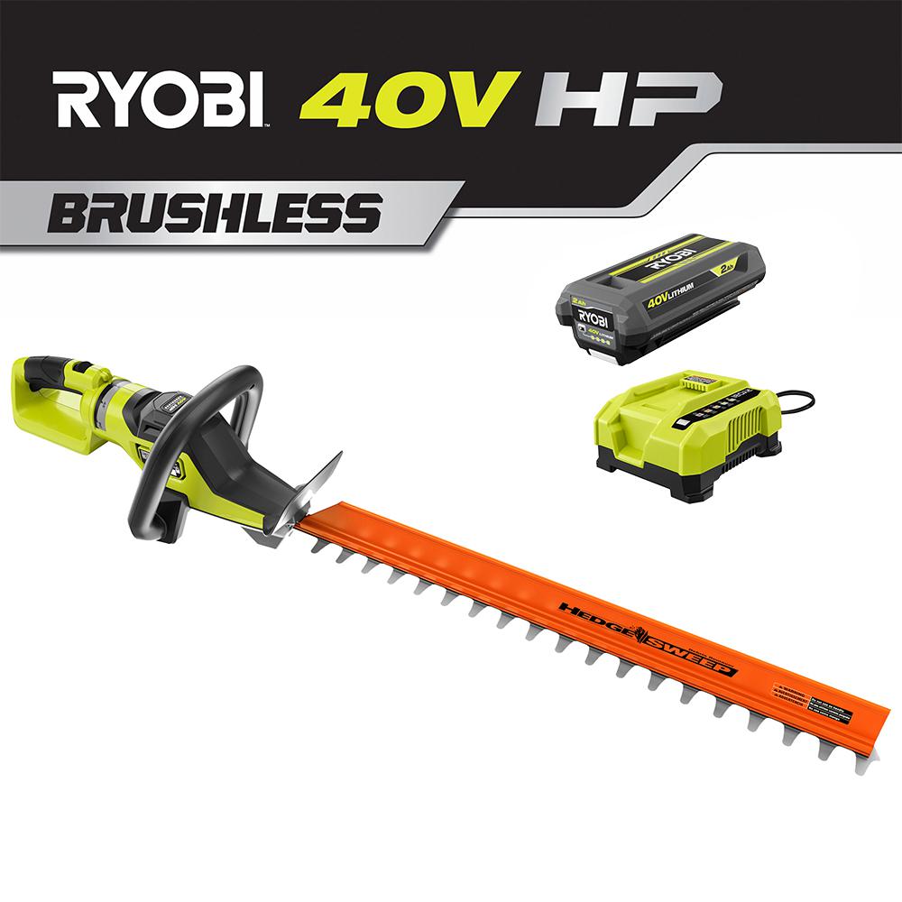 Open Box -  RYOBI 26 in. HP 40V Brushless Lithium-Ion Cordless Battery Hedge Trimmer - 2.0 A