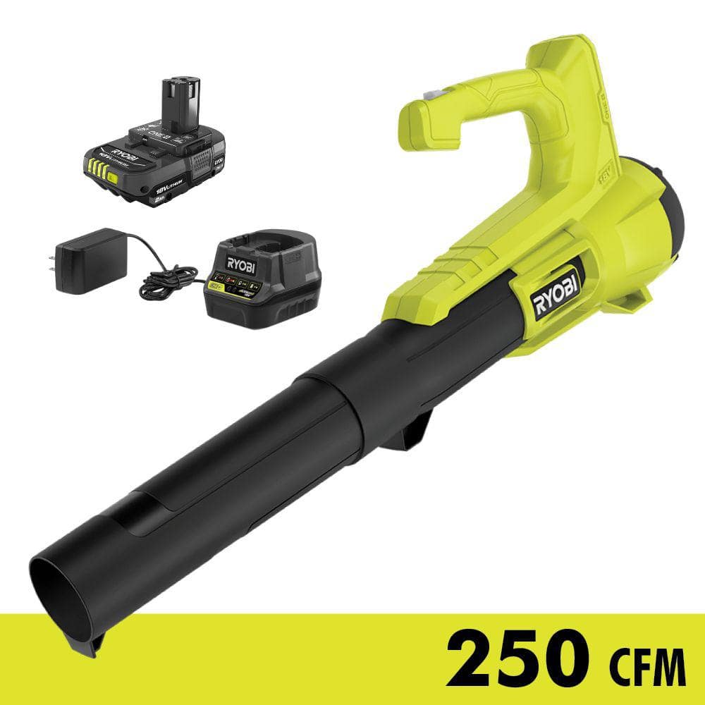 Open Box -  RYOBI ONE+ 18V 90 MPH 250 CFM Cordless Battery Leaf Blower/Sweeper with 2.0 Ah Battery and Charger