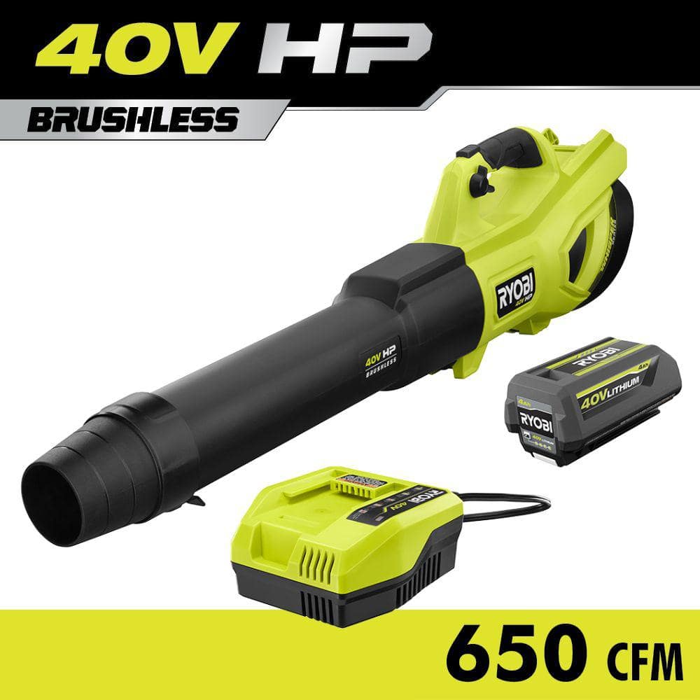Open Box -  40V HP Brushless Whisper Series 160 MPH 650 CFM Cordless Battery Leaf Blower with 4.0 Ah Battery and Charger RYOBIBullseye Deals