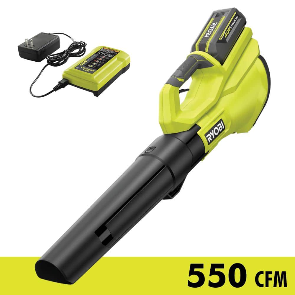Open Box - Ryobi 40V 120 MPH 550 CFM Cordless Battery Blower With 4.0 Ah Battery and Charger RYOBIBullseye Deals