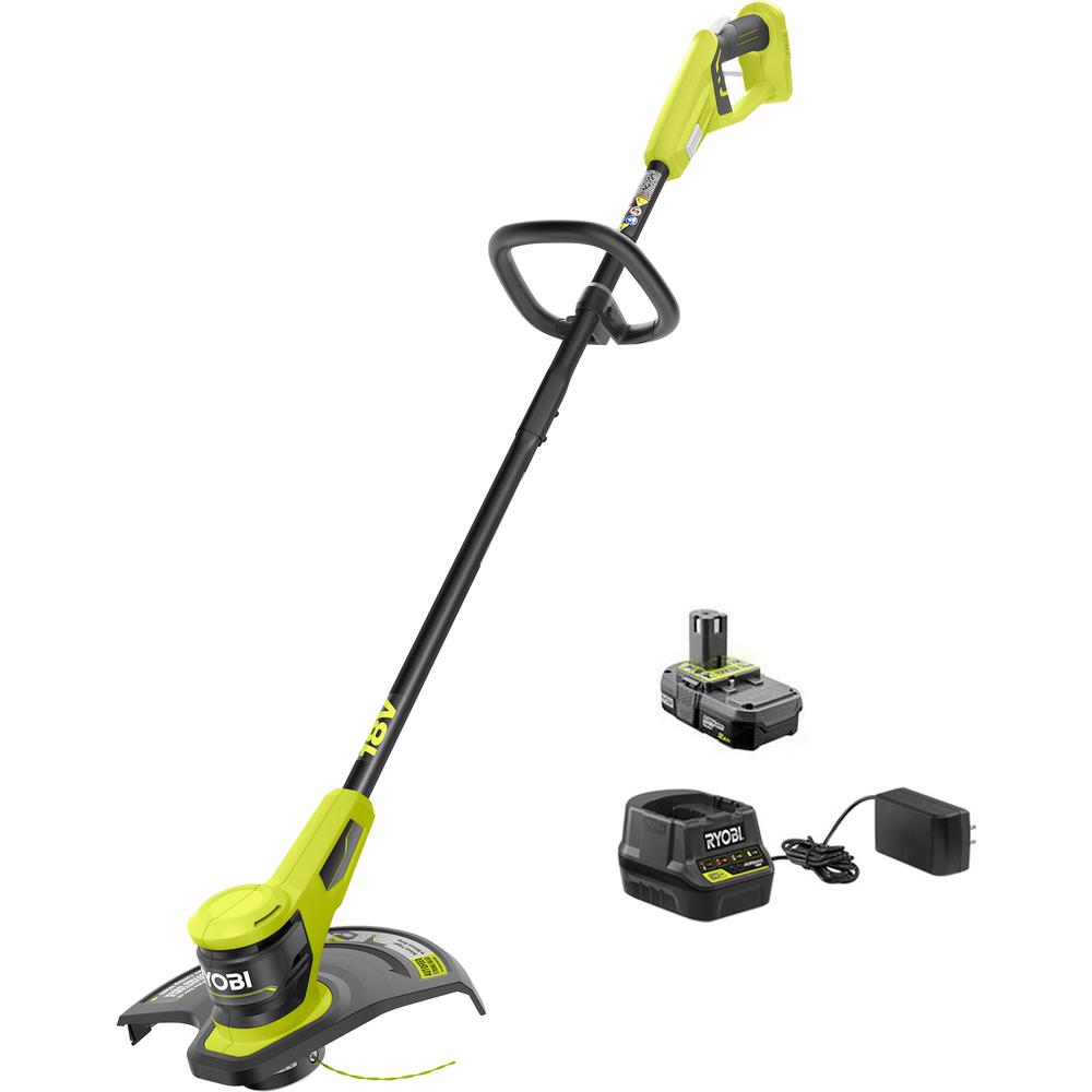 Open Box - RYOBI ONE+ 18V 13 in. Cordless Battery String Trimmer with 2.0 Ah Battery and Charger