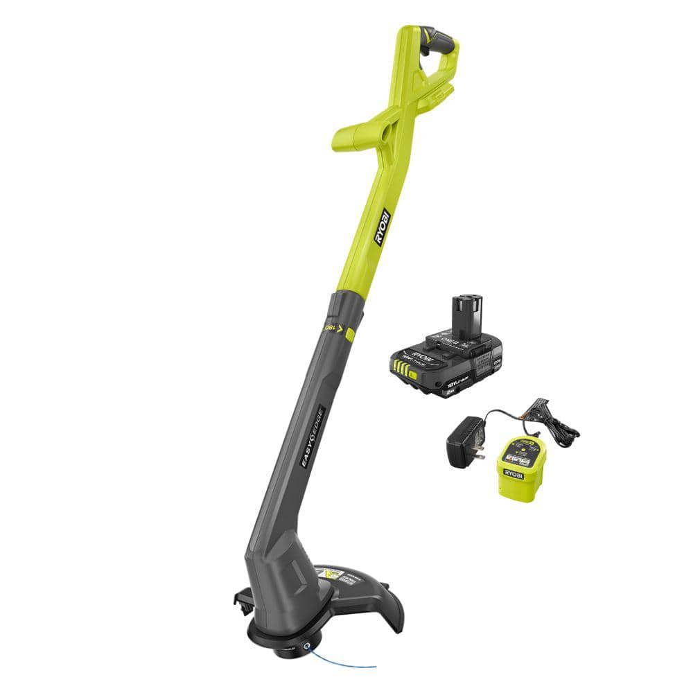 Ryobi ONE+ 18V 10 in. Cordless Battery String Trimmer/Edger with 2.0 Ah Battery and Charger