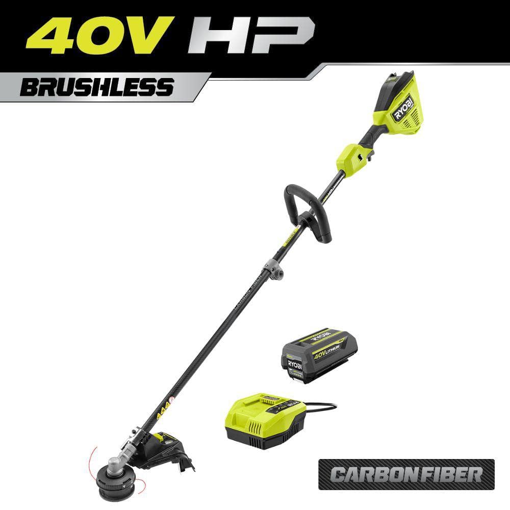 Open Box - 40V HP Brushless 16 in. Cordless Carbon Fiber Shaft Attachment Capable String Trimmer with 4.0 Ah Battery and Charger RYOBIBullseye Deals