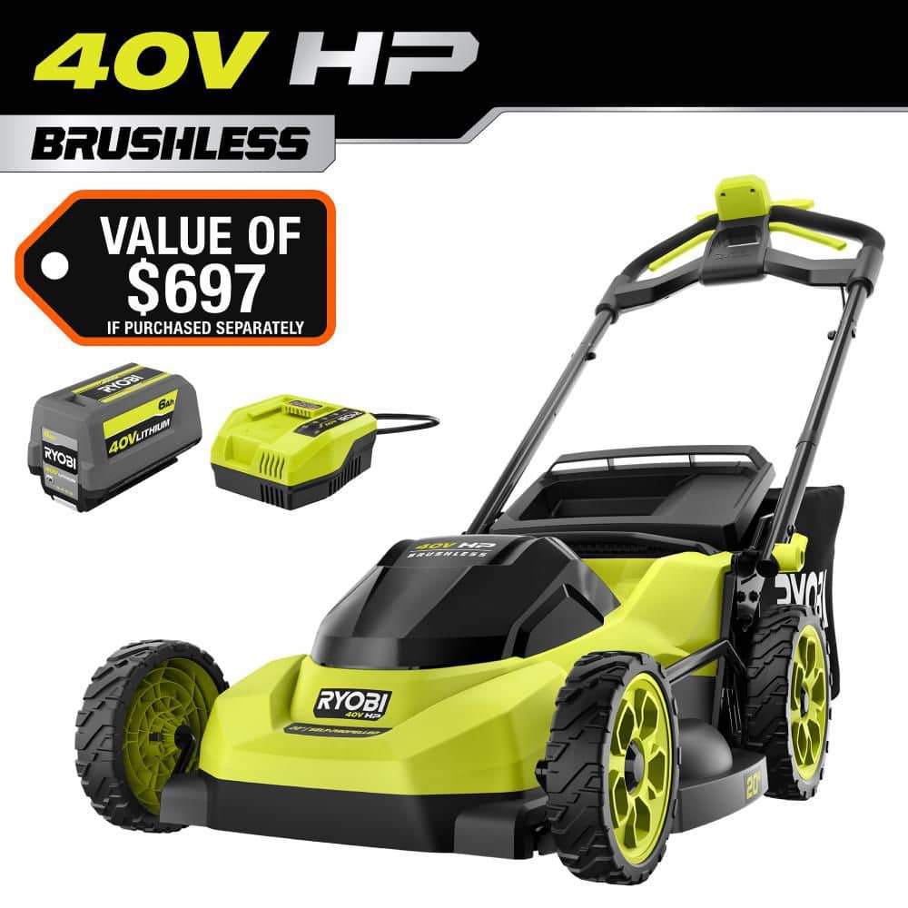 Open Box -  40V HP Brushless 20 in. Cordless Electric Battery Walk Behind Self-Propelled Lawn Mower with 6.0 Ah Battery and Charger