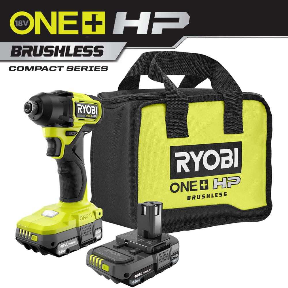 Open Box - RYOBI ONE+ HP 18V Brushless Cordless Compact 1/4 in. Impact Driver Kit with (2) 1.5 Ah Batteries, Charger and Bag RYOBIBullseye Deals