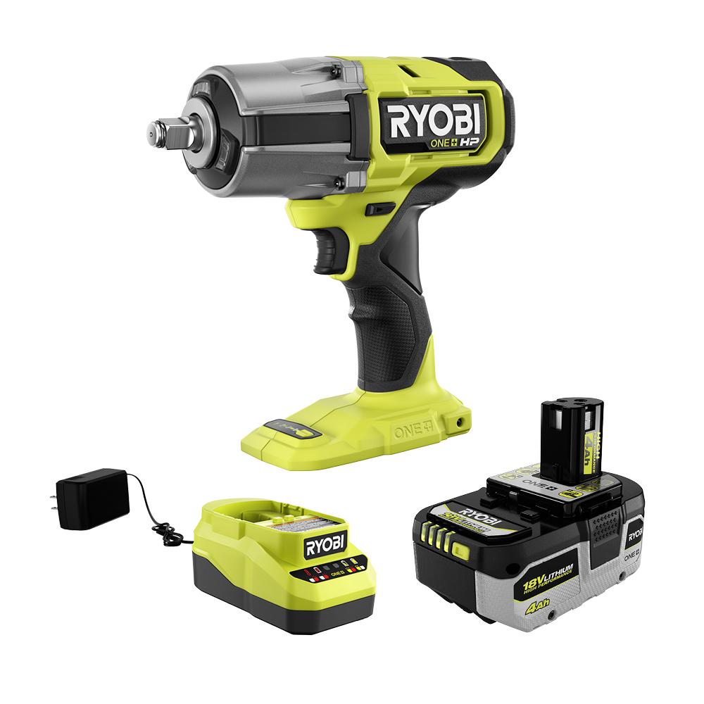 RYOBI ONE+ 18V Brushless Cordless 4-Mode 1/2 in. Impact Wrench Kit with 4.0 Battery and Charger