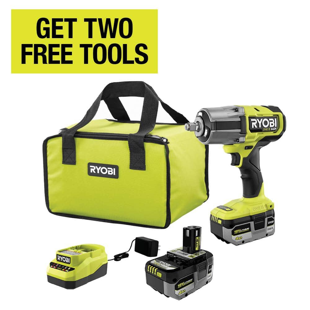 Open Box - RYOBI ONE+ HP 18V Brushless Cordless 4-Mode 1/2 in. High Torque Impact Wrench Kit with (2) 4.0 Ah Batteries and Charger