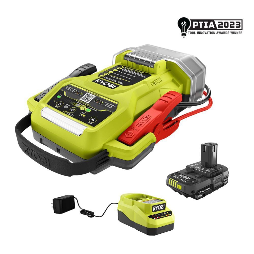 Open Box -  RYOBI ONE+ 18V Cordless Jump Starter Kit with 2.0 Ah Battery and Charger