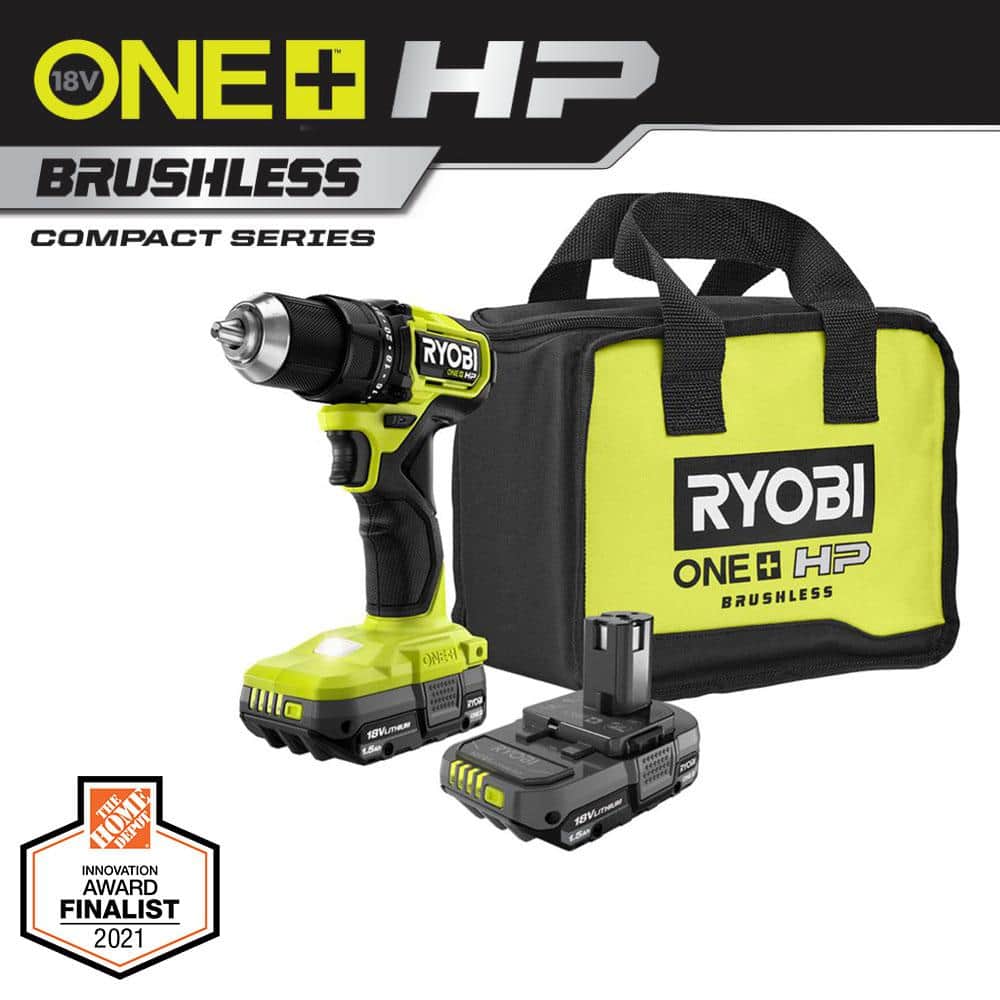 Open Box - Ryobi ONE+ HP 18V Brushless Cordless Compact 1/2 in. Drill/Driver Kit with (2) 1.5 Ah Batteries, Charger and Bag RyobiBullseye Deals