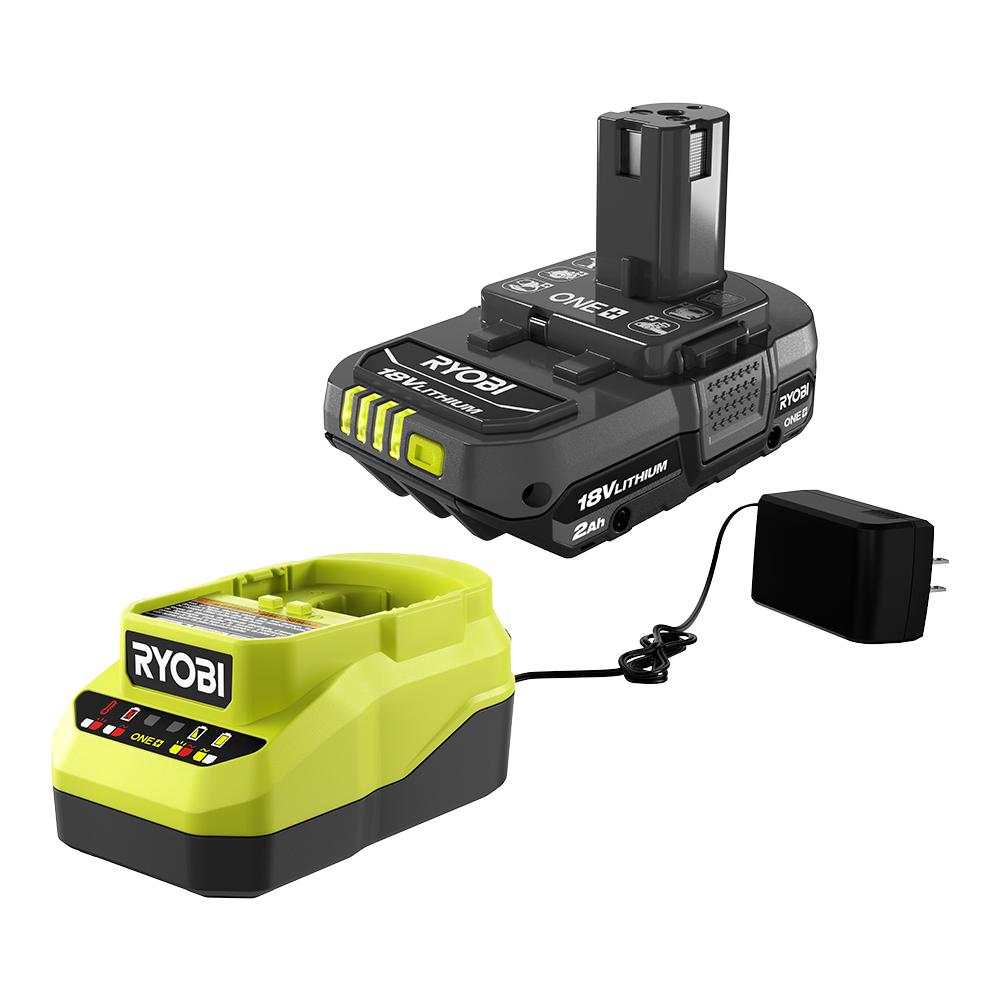 Open Box -  RYOBI ONE+ 18V Lithium-Ion 2.0 Ah Compact Battery and Charger Starter Kit RYOBIBullseye Deals