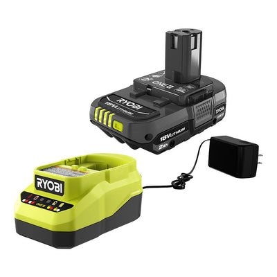 Open Box - RYOBI ONE+ 18V Lithium-Ion 2.0 Ah Compact Battery and Charger Starter Kit