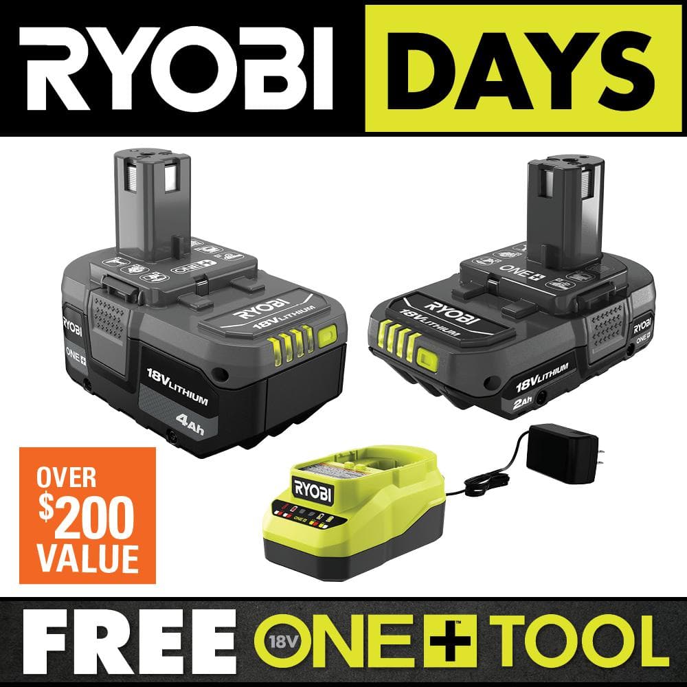 Open Box - ONE+ 18V Lithium-Ion Starter Kit with 2.0 Ah Battery, 4.0 Ah Battery, and Charger RYOBIBullseye Deals