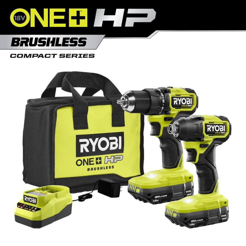 Open Box -  Ryobi ONE+ HP 18V Brushless Cordless Compact 1/2 in. Drill and Impact Driver Kit with (2) 1.5 Ah Batteries, Charger, and Bag RYOBIBullseye Deals