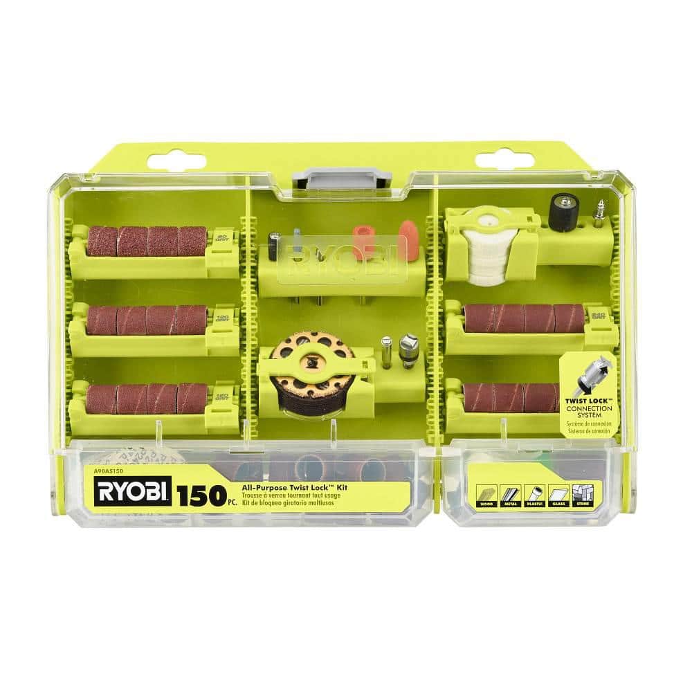 Open Box -  RYOBI Rotary Tool 150-Piece Twist Lock All-Purpose Kit (For Wood, Metal, and Plastic)