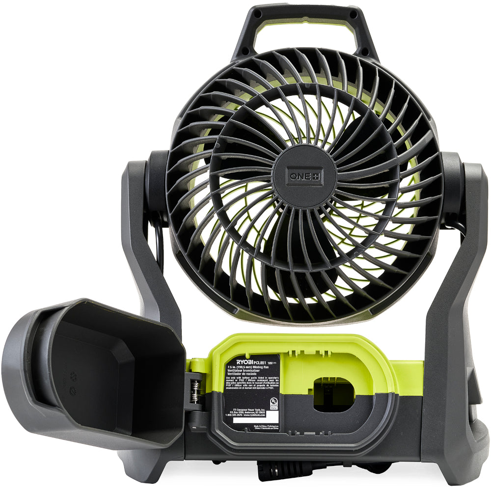 Open Box -  RYOBI 18V ONE+ Cordless 7-1/2 in. Bucket Top Misting Fan (Tool Only)